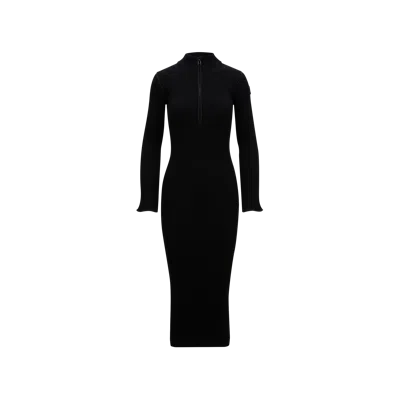 Moncler Dressing Gown Midi En Laine In Black