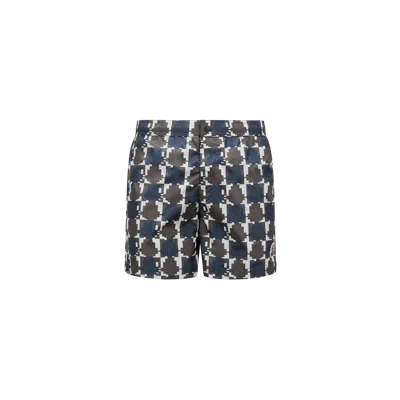 Moncler Collection Logo Print Swim Shorts Grey In Gray