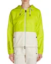 Moncler Color Blocked Hooded Zip Jacket In Ivory