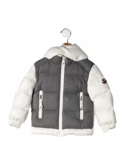 Pre-owned Moncler Babies' Colorblock Down Coat In Green/white