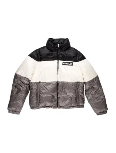 Pre-owned Moncler Kids' Colorblock Down Coat In Grey/white