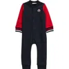 Moncler Colorblock Fleece Romper In Blue