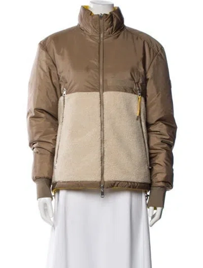 Pre-owned Moncler Colorblock Pattern Bomber Jacket In Neutral