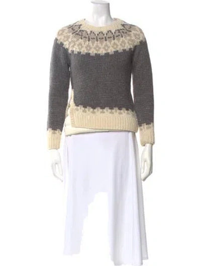 Pre-owned Moncler Colorblock Pattern Crew Neck Sweater In Gray