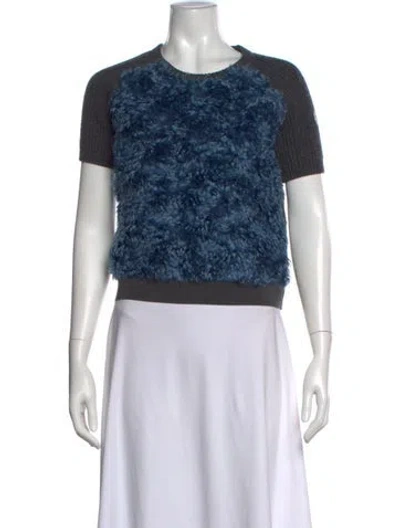 Pre-owned Moncler Colorblock Pattern Crew Neck Sweater In Gray