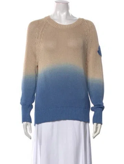 Pre-owned Moncler Colorblock Pattern Crew Neck Sweater W/ Tags In Blue/neutrals
