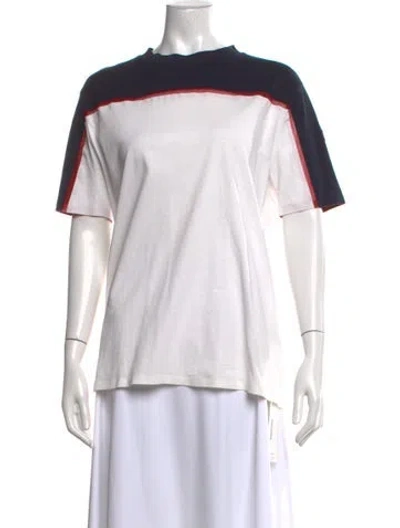 Pre-owned Moncler Colorblock Pattern Crew Neck T-shirt In White