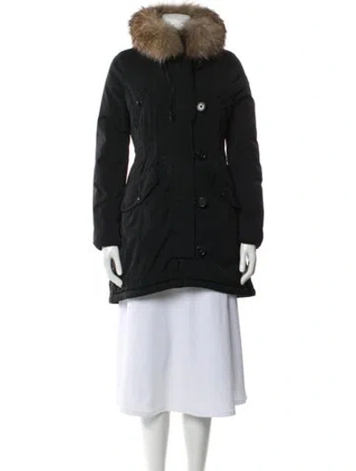 Pre-owned Moncler Colorblock Pattern Down Coat In Black