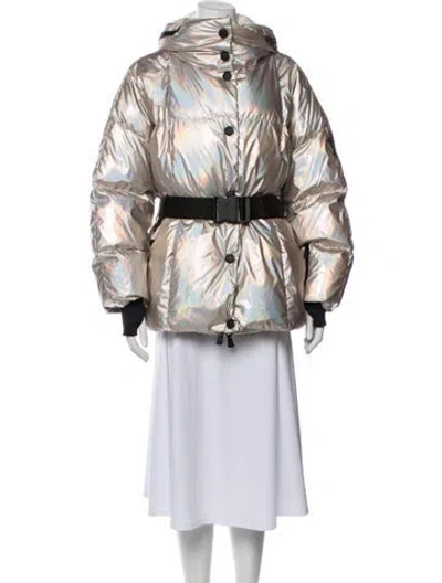 Pre-owned Moncler Colorblock Pattern Down Jacket In Neutral