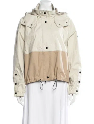 Pre-owned Moncler Colorblock Pattern Down Jacket In Neutral