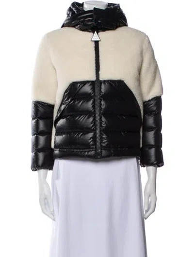 Pre-owned Moncler Colorblock Pattern Faux Fur Jacket