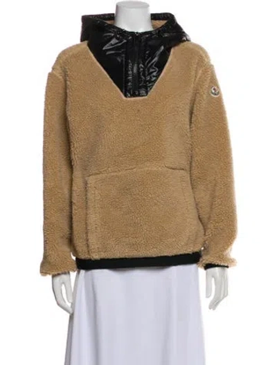 Pre-owned Moncler Colorblock Pattern Faux Fur Jacket In Neutral