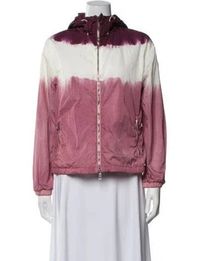 Pre-owned Moncler Colorblock Pattern Faux Fur Jacket In Purple