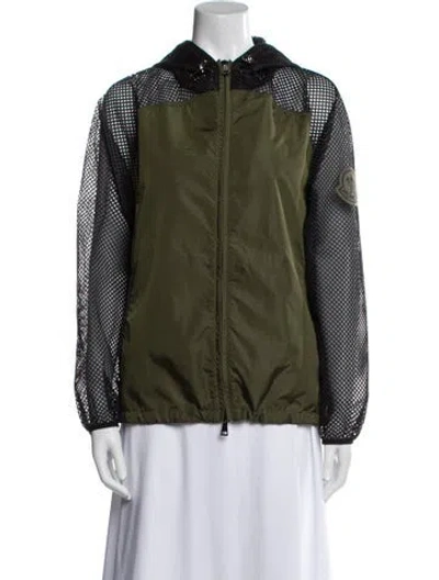 Pre-owned Moncler Colorblock Pattern Jacket In Green