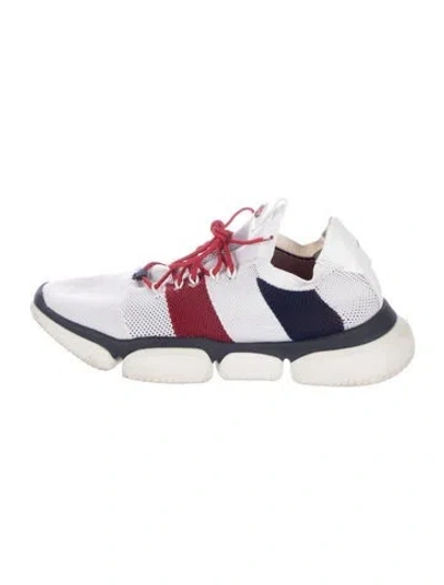 Pre-owned Moncler Colorblock Pattern Mesh Accents Athletic Sneakers In White