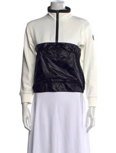 Pre-owned Moncler Colorblock Pattern Mock Neck Sweatshirt In White