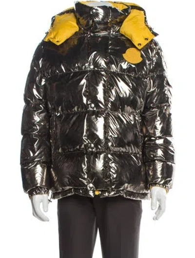 Pre-owned Moncler Colorblock Pattern Parka In Gray