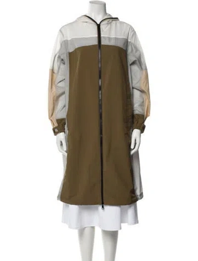 Pre-owned Moncler Colorblock Pattern Parka In Green
