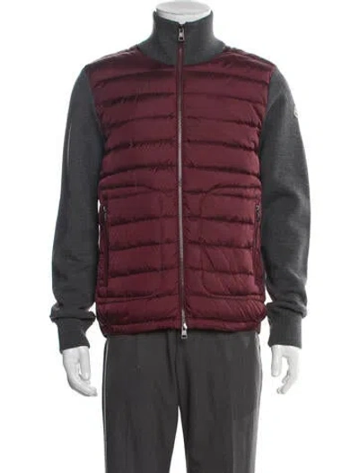 Pre-owned Moncler Colorblock Pattern Puffer Coat In Burgundy