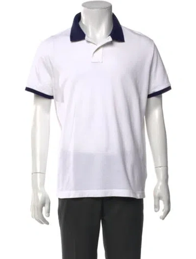 Pre-owned Moncler Colorblock Pattern V-neck Polo Shirt In White