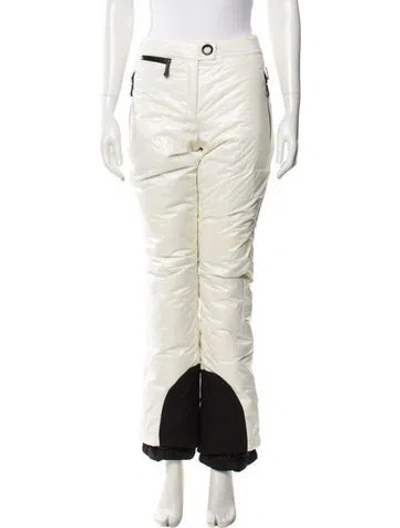 Pre-owned Moncler Colorblock Pattern Wide Leg Pants In White