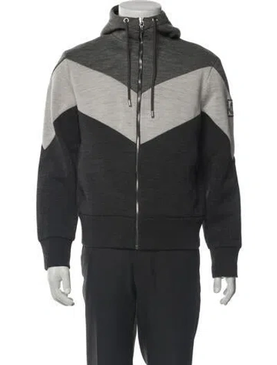 Pre-owned Moncler Colorblock Pattern Windbreaker In Gray