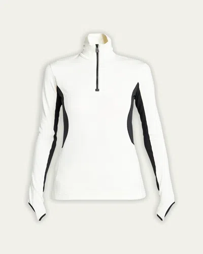 Moncler Colorblock Quarter-zip Sweatshirt In Natural