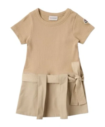 Moncler Kids' Colorblock Shortsleeve Dress In Neutral