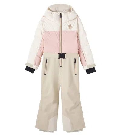 Moncler Kids' Colorblocked Down Ski Suit In Pink