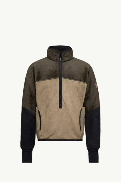 Moncler Colour-block Fleece Sweatshirt In Green
