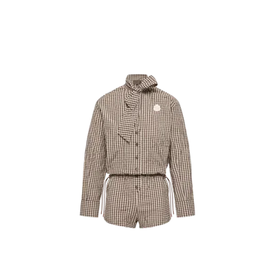 Moncler Vichy Romper With Bow In Multi