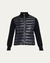 Moncler Women Padded Wool Cardigan With Zip In Blue