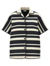 Moncler Collared Striped Shirt Short Sleeves In Black