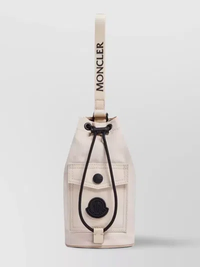 Moncler Compact Bucket Bag Ribbon Strap In Neutro