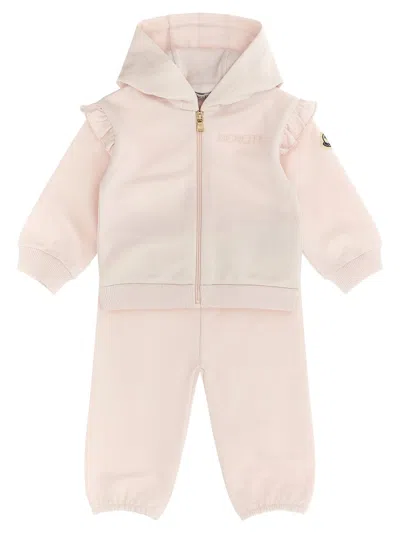 Moncler Babies' Complete Hoodie + Ruffle Joggers In Pink