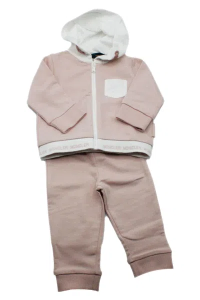 Moncler Kids' Complete With Hooded Sweatshirt And Jogging Trousers In Pink