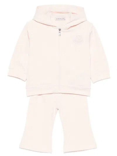 Moncler Kids' Completo In Cotone Felpa E Pantaloni In Neutral