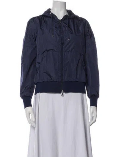 Pre-owned Moncler Comte Giubbotto Nylon Bomber Jacket In Blue