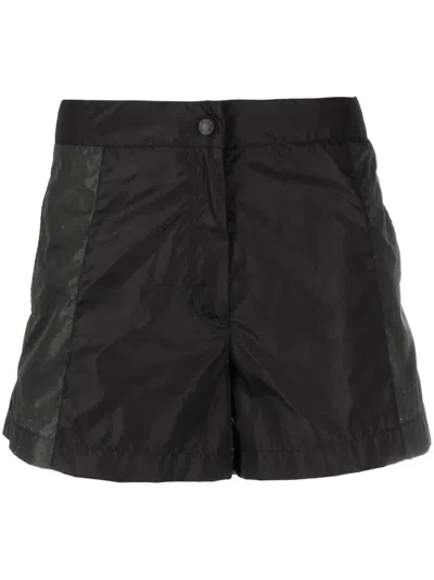 MONCLER MONCLER CONTEMPORARY BLACK BERMUDA SHORTS WITH TEXTURED PANELS