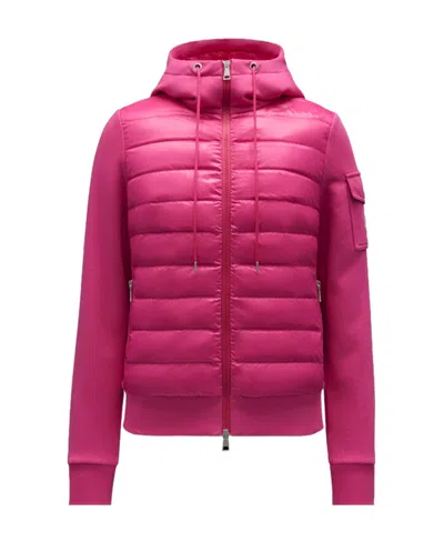 Moncler Contrast-panel Hooded Jacket In Pink