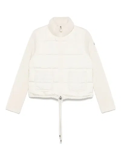 Moncler Contrast-sleeve Puffer Jacket In White