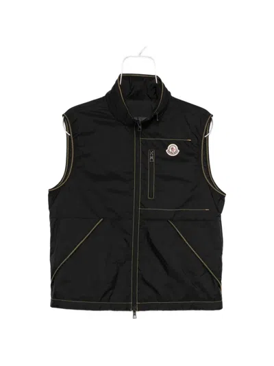 Moncler Contrast Stitch Vest In Black