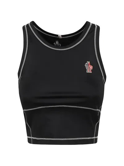 Moncler Contrast-stitching Tank Top In Black