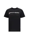 Moncler Crew Neck Top Ribbed Collar Short Sleeves In Black