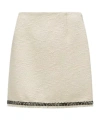 Moncler Contrasting-trim Tweed Miniskirt In Nude