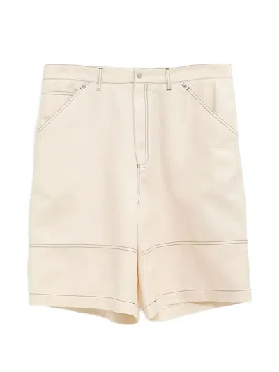 Moncler Contrast-stitch Shorts In Neutral