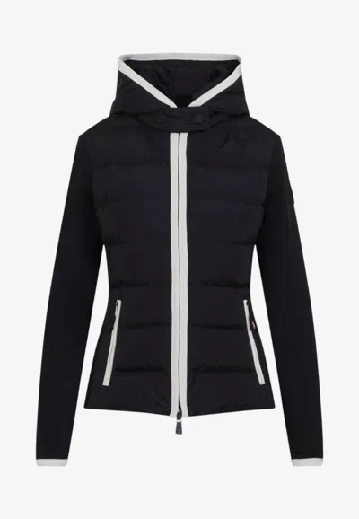 Moncler Contrast-trimmed Wool Zip-up Cardigan In Multi