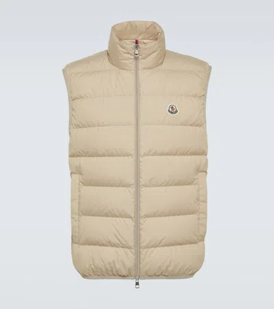 Moncler Contrin Down Vest In Beige