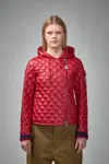 Moncler Corbelin Diamond-quilted Hooded Down Jacket In Red