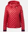 Moncler Corbelin Hooded Down Moto Jacket In Red